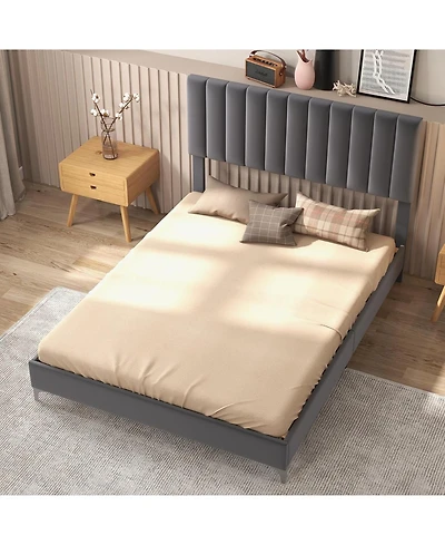 gaomon Full Velvet Adjustable Bed Frame, Strong Wooden Slat Support, Noise-Free, Easy Assembly, No Box Spring Needed