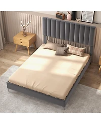 gaomon Full Velvet Adjustable Bed Frame, Strong Wooden Slat Support, Noise-Free, Easy Assembly, No Box Spring Needed