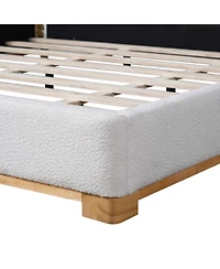 Streamdale Furniture King Size Boucle Upholstered Curved Headboard Bed Frame, White