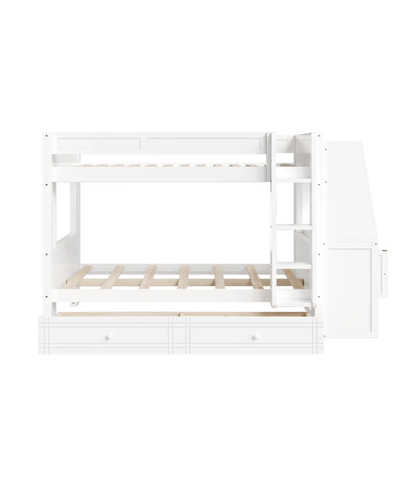 Streamdale Furniture Full Multifunctional Bunk Bed with Desk and Bookshelves, Drawers, Gray