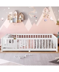 Streamdale Furniture Full Size Pine wood, Plywood Guardrails and Door for Kids Floor Bed