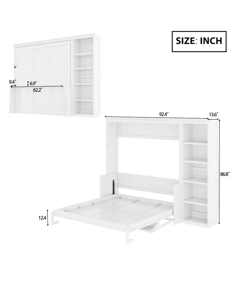 Streamdale Furniture Murphy Bed with Desk and Bookshelf