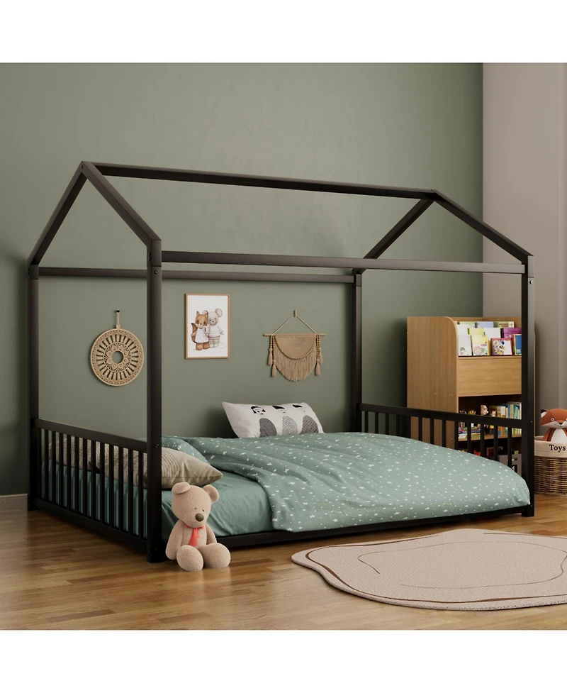 Streamdale Furniture Metal Montessori Design, Safety Rails, Low-to-Ground Frame Bed