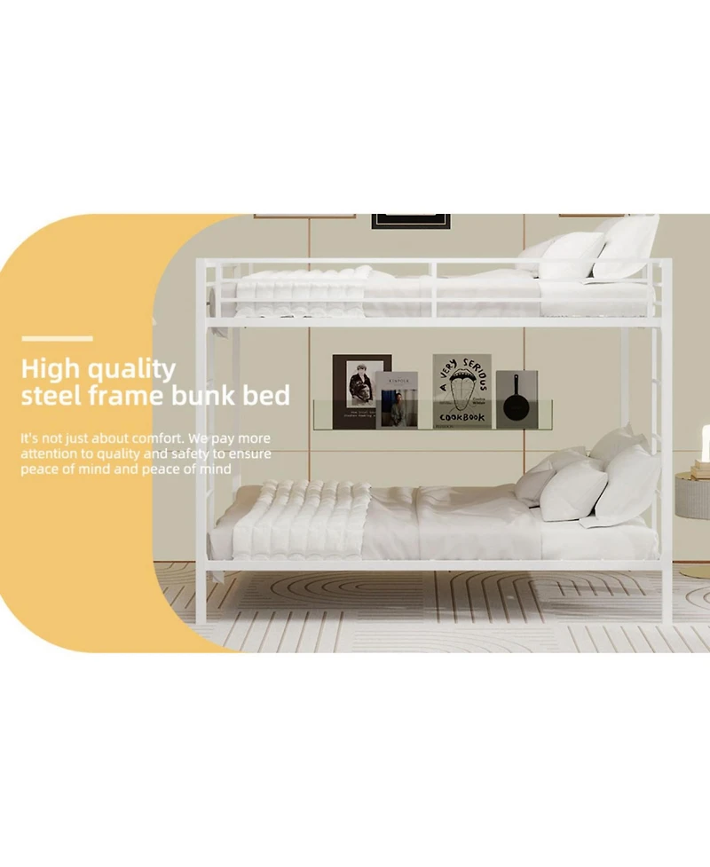 Streamdale Furniture Multi-Functional Square Tube Iron Bunk Bed - Queen Size