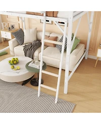 Streamdale Furniture Metal Full Loft Bed with Storage Shelves