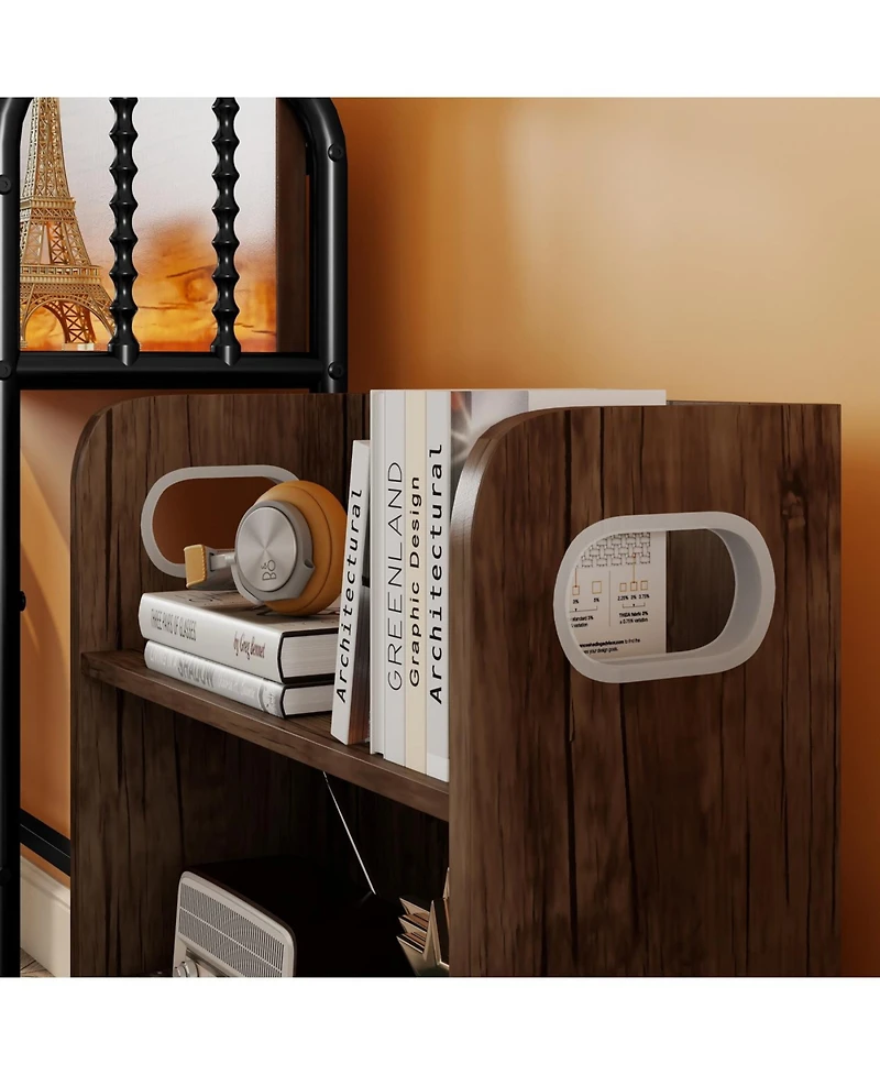 Streamdale Furniture Streamdale Twin Metal Platform Bed with Light, Upholstered Headboard & Storage Shelves, Black