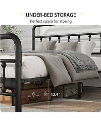 Streamdale Queen Metal Bed Frame with Headboard, Black