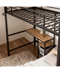 Streamdale Furniture Bunk Bed Twin Over Twin with Desk Station, L-Shaped Metal Loft Bed