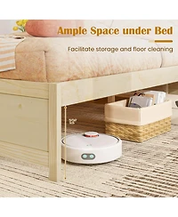 Costway Wooden Platform Bed with 2 Rolling Storage Drawers Wood Slat Support