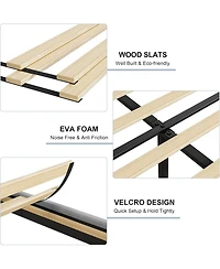 Gaomon King Upholstered Platform Bed with Button Tufted Wingback Storage Headboard, Wood Slats, Charging Station, Noise-Free