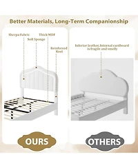 gaomon Twin Led Upholstered Bed Frame with Storage Drawer – Velvet Princess Platform for Kids/Girls, Sturdy Wood Slats, No Box Spring