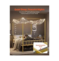 Slickblue Metal Canopy Bed Frame with Headboard and Four Poster Style