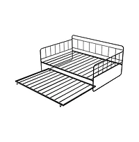 Slickblue Metal Day Bed Frame with Trundle and Sturdy Slats for Bedroom