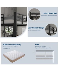 Gaomon Twin Size Loft Bed with Large Desk, Storage Shelves, Stairs & Safety Guardrail, Space Saving, Black & Brown