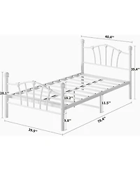 gaomon Twin Size Bed Frame for Kids Heart Shaped Headboard & Tailboard Heavy Metal Slat Support Noiseless White