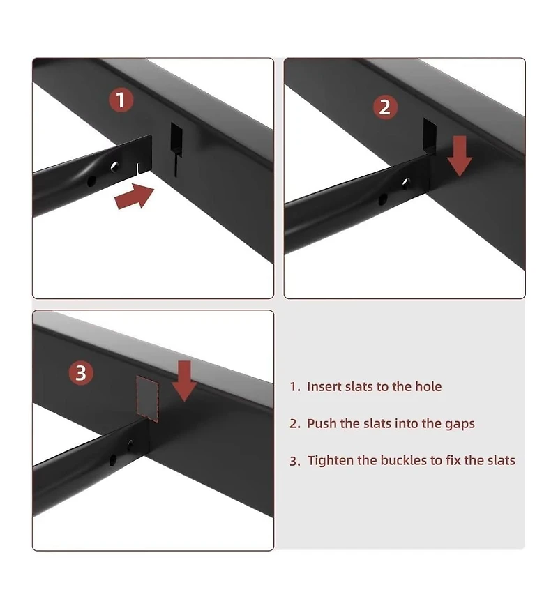 gaomon Queen Size Metal Platform Bed Frame with Faux Leather Headboard Steel Slats Ample Underbed Storage Red Brown