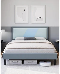 gaomon Full Size Triple Panel Platform Bed Frame Minimalist Mdf Construction Beige Finish No Box Spring Needed Easy Assembly