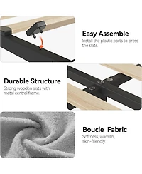 gaomon Queen Size Boucle Upholstered Bed Frame with Bookcase Headboard 2 Drawers No Box Spring Platform Bed Frame