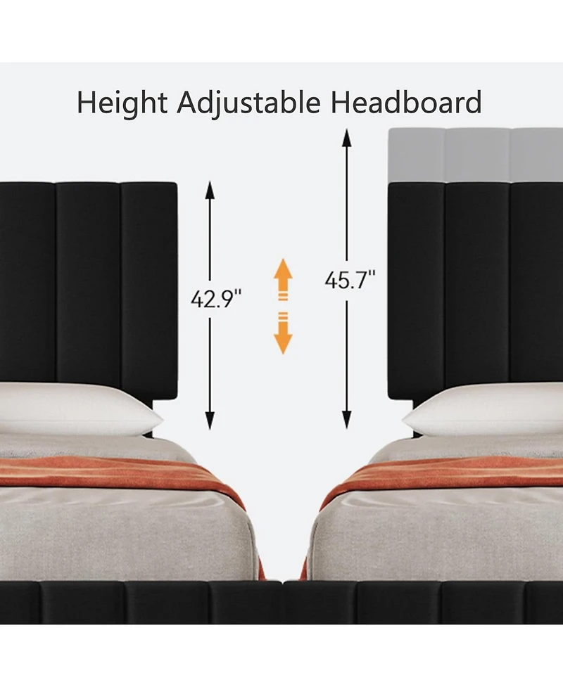 gaomon Easy Assembly Full Size Linen Upholstered Platform Bed Frame Space Saving, for Living Room, Guest Room