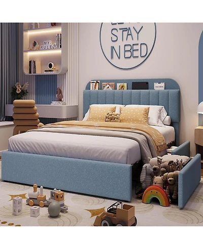 gaomon Full Bed Frame with Storage Headboard