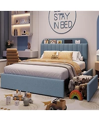gaomon Full Bed Frame with Storage Headboard