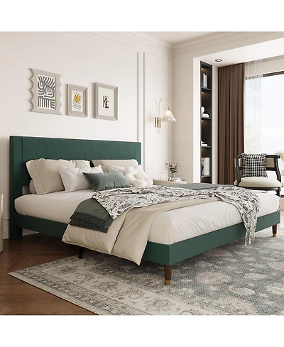 gaomon King Bed Frame Upholstered Platform Bed with Fabric Headboard, Non-Slip and Noise-Free