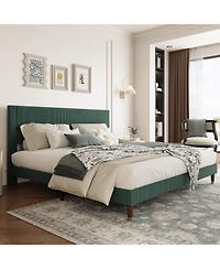 gaomon King Bed Frame Upholstered Platform Bed with Fabric Headboard, Non-Slip and Noise-Free