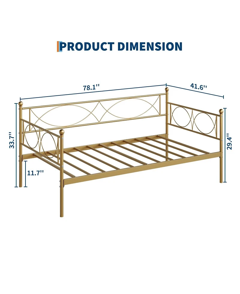 gaomon Twin daybed with Trundle, Metal Twin Daybed, Day Bed Sofa Bed Frame with Steel Slat Support, Multifunctional Daybed Frame