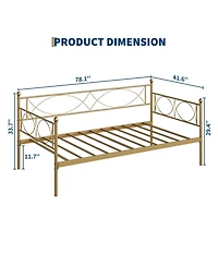 gaomon Twin daybed with Trundle, Metal Twin Daybed, Day Bed Sofa Bed Frame with Steel Slat Support, Multifunctional Daybed Frame