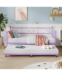 gaomon Metal Twin Daybed and Trundle Set, Day Bed Sofa Bed Frame with Steel Slat Support