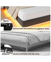 gaomon Queen Size Floating Bed Frame, Suspended Bed with Rgb Led Lights and Charging Station