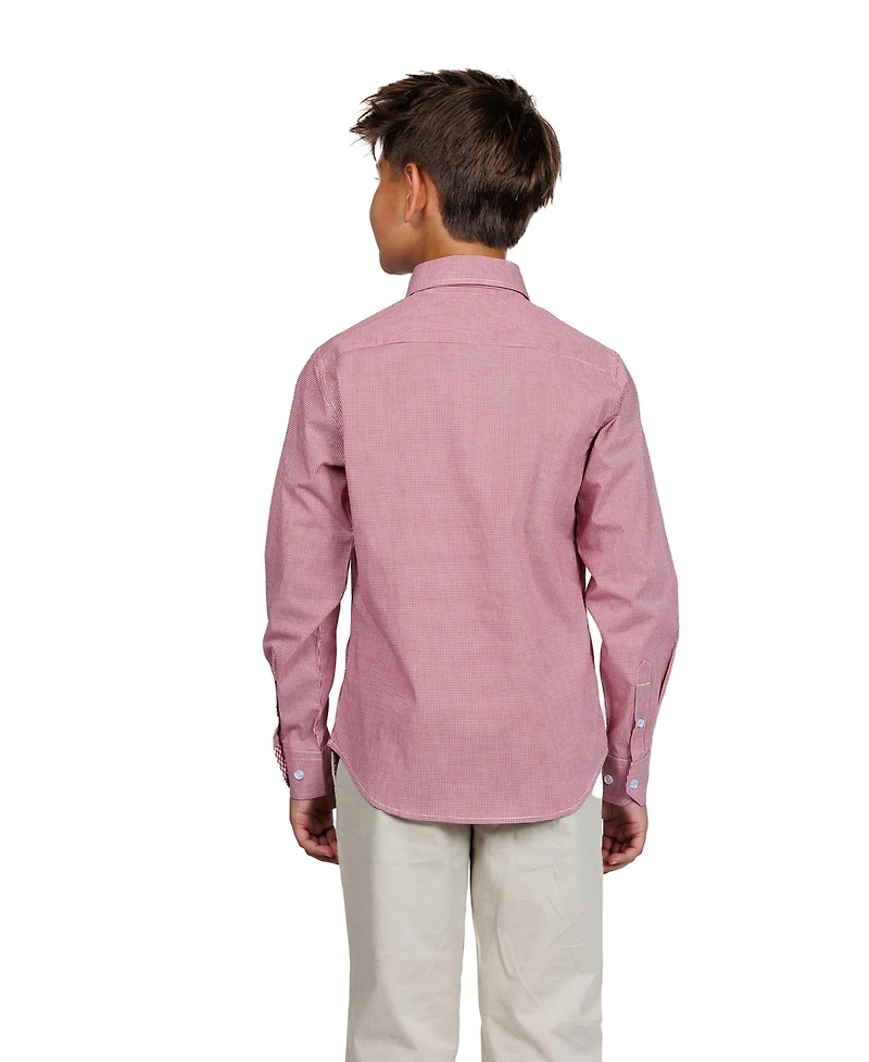 Tailorbyrd Big Boys Signature Gingham Long Sleeve Shirt