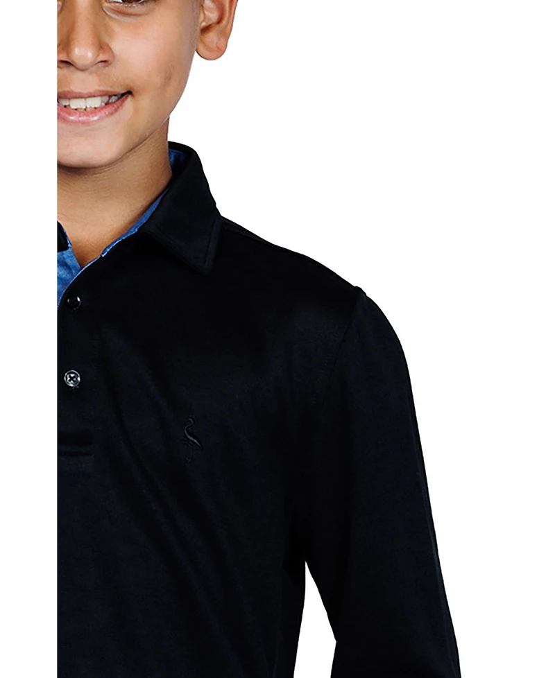 Tailorbyrd Boys Solid Modal Long Sleeve Polo Shirts