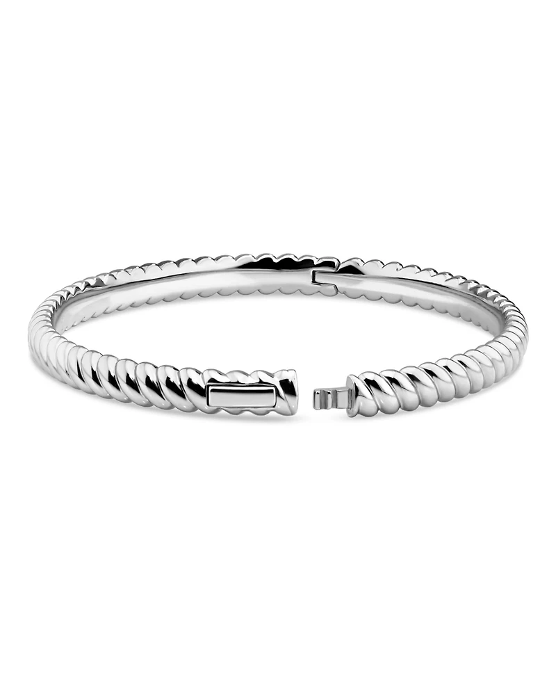 Devata Twisted Rope Bangle Bracelet in Rhodium Plated Sterling , Size