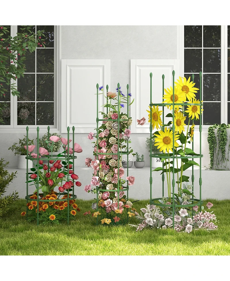 Gymax 3-Pack Garden Tomato Trellis 60'' Plant Support Cage w/ Adjustable Size for Plants