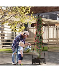 Gymax 81'' Garden Obelisk Trellis for Climbing Plants Tall Plant Support w/ Wheels