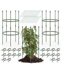 Gymax 3-Pack Garden Tomato Trellis 40'' Plant Support Cage w/ Adjustable Size for Plants