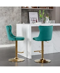 Streamdale Furniture Adjustable Swivel Velvet Bar Stools Set of 2