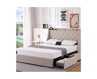 gaomon Full Bed Frame with Charging Station