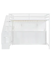 Full Over Full Size Murphy Bed with Hydraulic Lift & Desk Design