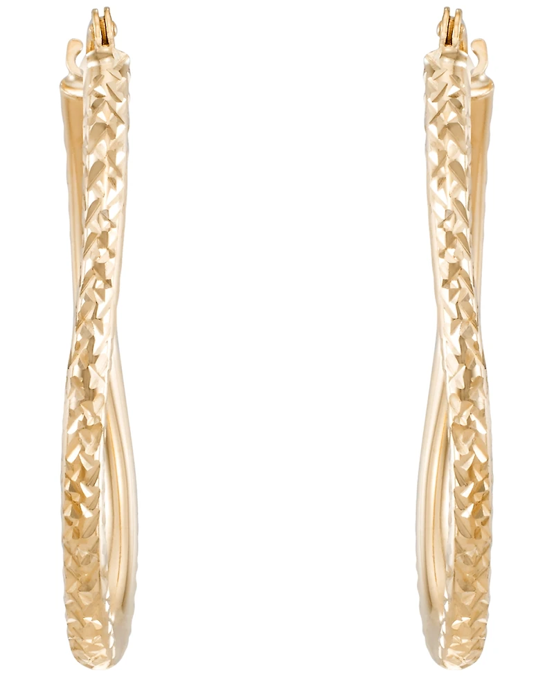 Macy's Twist Oval Hoop Earrings in Yellow Gold