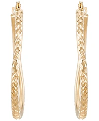 Macy's Twist Oval Hoop Earrings in Yellow Gold