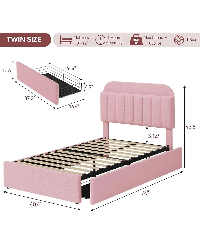 gaomon Full Bed Frame with Storage Drawers & Bookcase Headboard