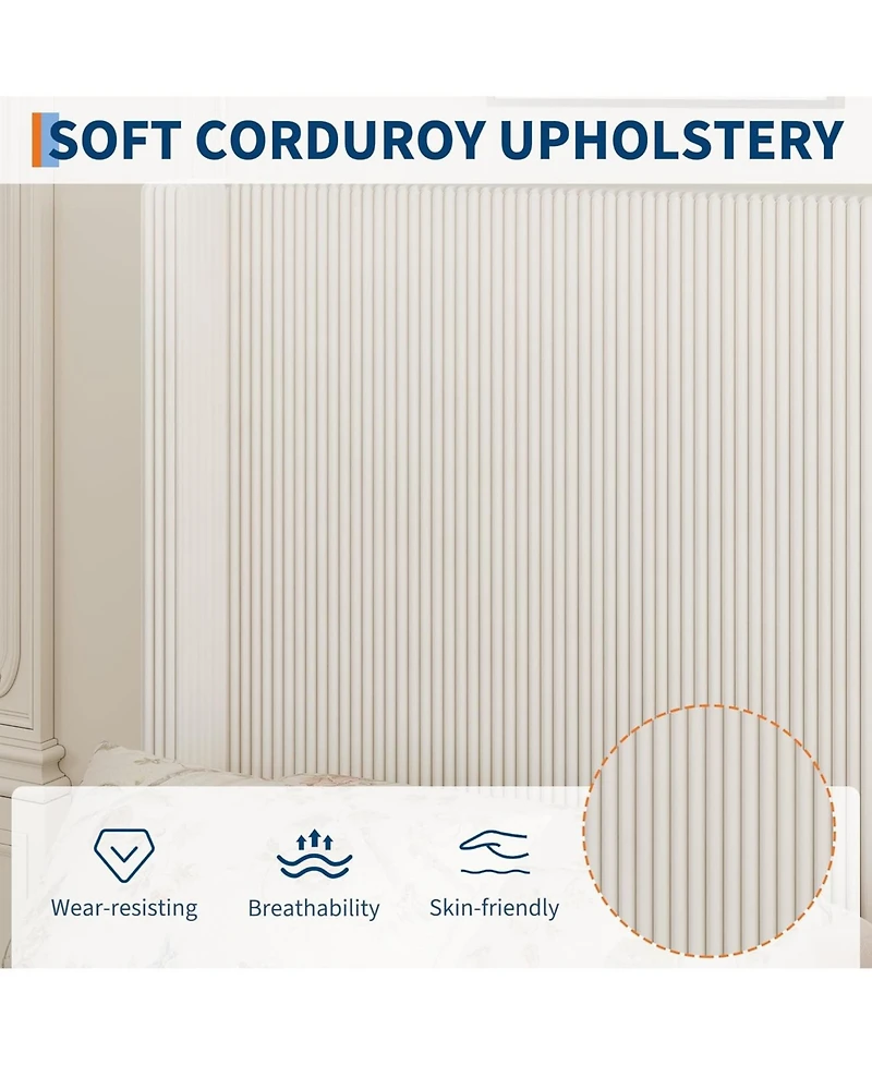 Gaomon King Upholstered Platform Bed Frame with Storage Drawers, Corduroy Wingback