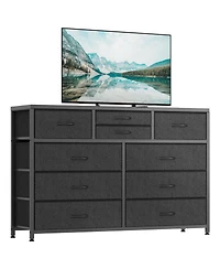 gaomon 10-Drawer Modern Fabric Dresser for Bedroom, Large Storage Chest, 45" Tv Stand, Living Room, Hallway Organizer