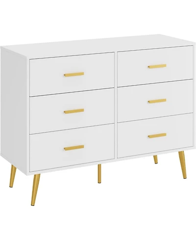 gaomon 6-Drawer Dresser for Bedroom, 41.7" Wide Cabinet, Fabric Storage Tower, Steel Frame, Closet Organizer, Living Room, Hallway