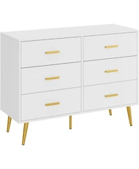 gaomon 6-Drawer Dresser for Bedroom, 41.7" Wide Cabinet, Fabric Storage Tower, Steel Frame, Closet Organizer, Living Room, Hallway