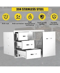 Gaomon Stainless Steel Outdoor Kitchen Drawer Combo with Trash Drawer for Bbq Grill Station, 28" W x 20" H x 20" D