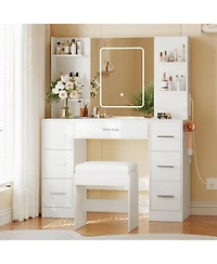 gaomon Makeup Vanity Table with 7 Drawers, 6 Storage Shelves, Large Bedroom Dressing Table Organizer