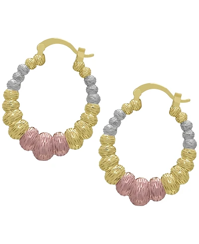 Macy's 14k Gold Plated Brass Tri-Color Graduated Oval Earrings
